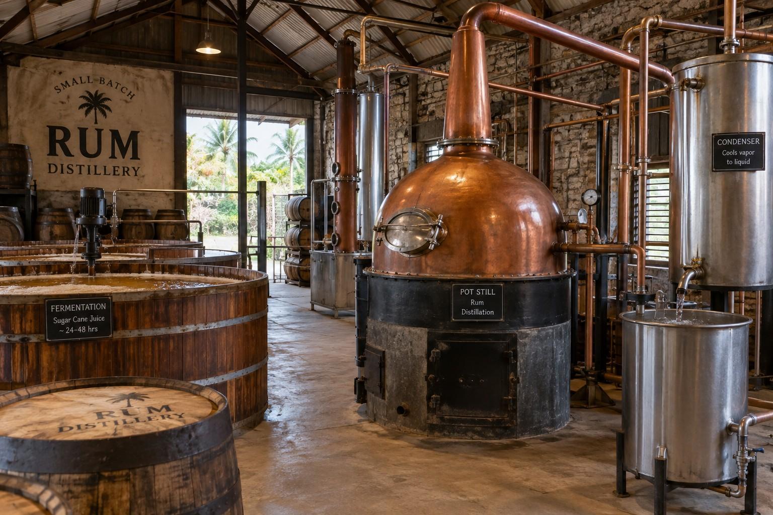 image of a small batch rum distillery in Puerto Rico